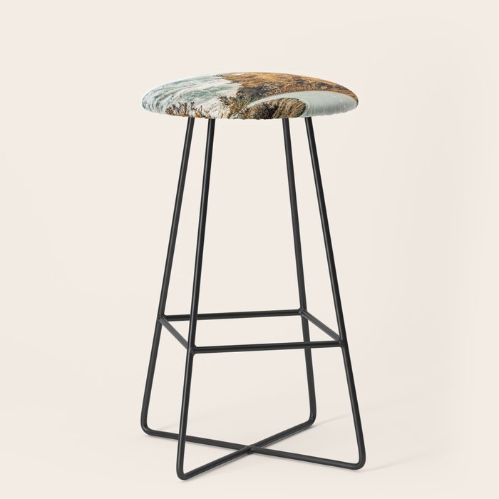 Snow + Golden Pine Photography Landscape Wall Decor, Scenic Nature Stool