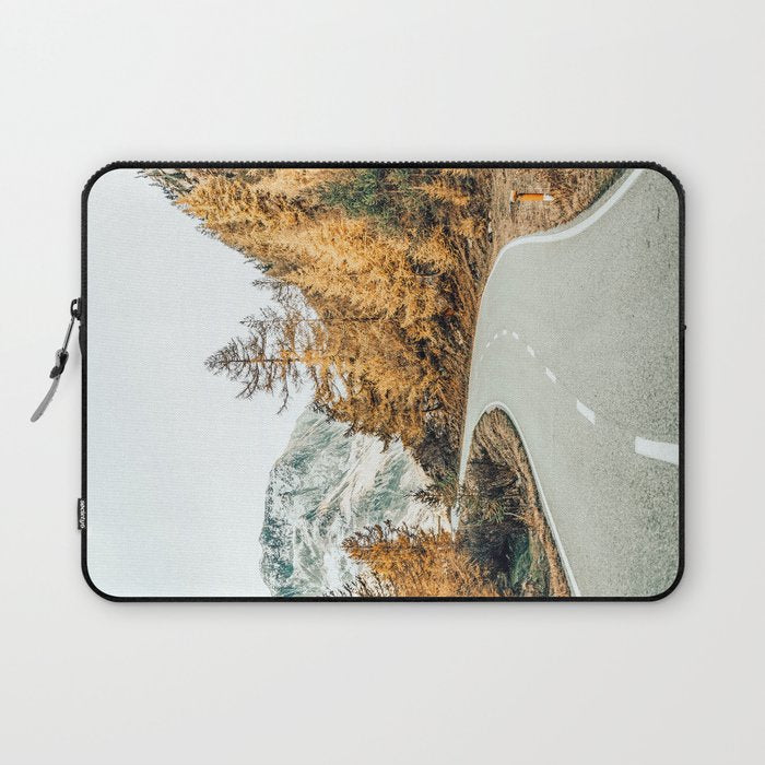 Snow + Golden Pine Photography Landscape Wall Decor, Scenic Nature Laptop Sleeve