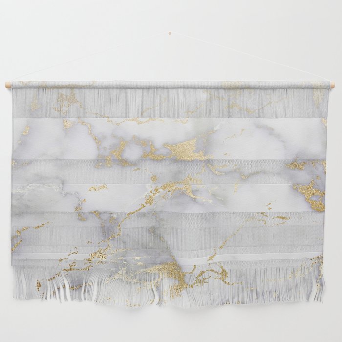 Blush Chic Faux Gold Gray Gradient Marble Wall Hanging