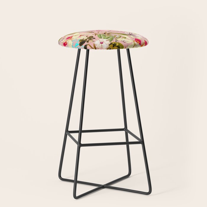 Gardenia | Vintage Botanical Nature Pattern | Blush Boho Plants Garden Floral Stool