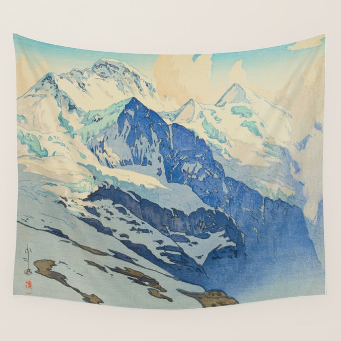 The Jungfrau Vintage Beautiful Japanese Woodblock Print Hiroshi Yoshida Wall Tapestry