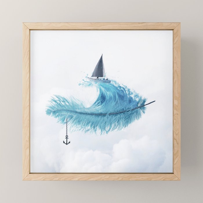 Water Feather ⢠Blue Feather I Mini Art Print