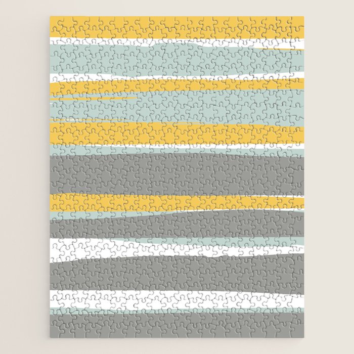 Stripe Abstract, Sun And Beach, Yellow, Pale, Aqua Blue And Gray Jigsaw Puzzle