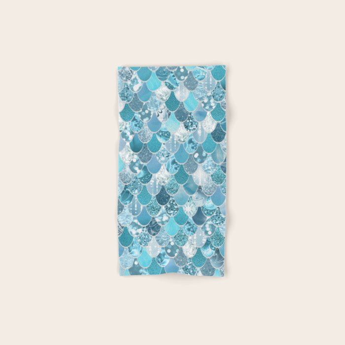 Cute Mermaid Scales, Teal And Aqua Bath Towel