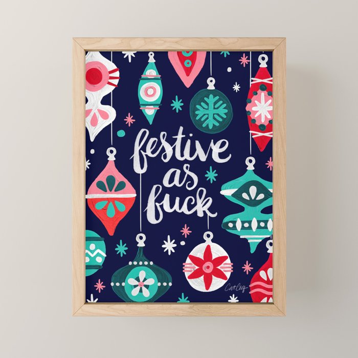 Festive As Fuck - Navy Palette Mini Art Print