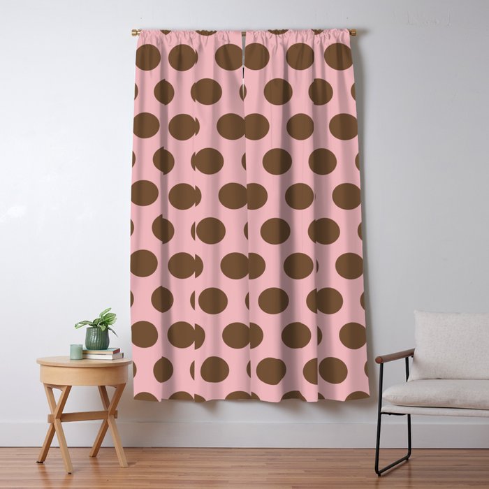 Pink And Brown Polka Dots 471 Kitch Window Curtain
