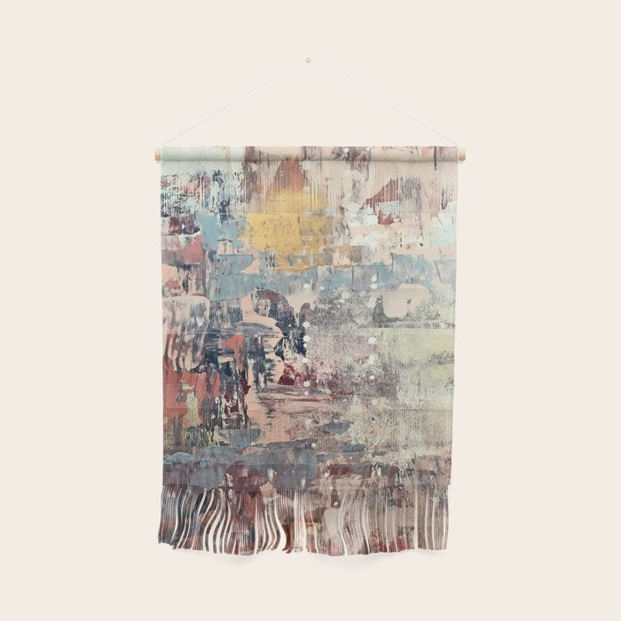 Mirage [1]: A Vibrant Abstract Piece In Pinks Blues And Gold By Alyssa Hamilton Art Wall Hanging