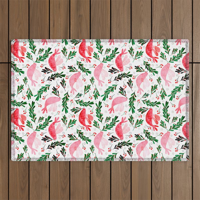 Festive Birds - Christmas Pattern No2 Outdoor Rug