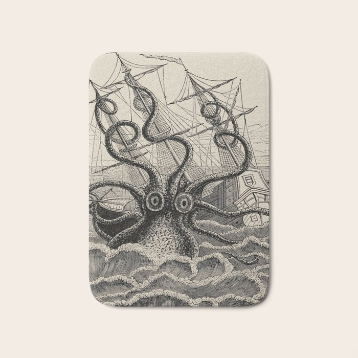 The Octopus; Or, The âDevil-Fishâ - Henry Lee - 1875 Giant Octopus Sinking Ship Bath Mat