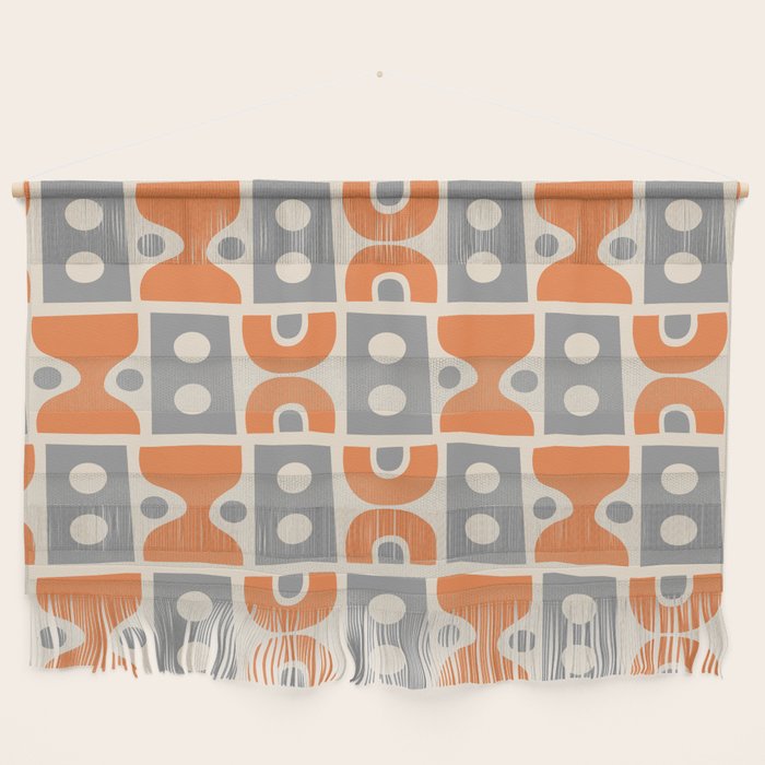 Funky Mid Century Modern Pattern 694 Orange And Gray Wall Hanging