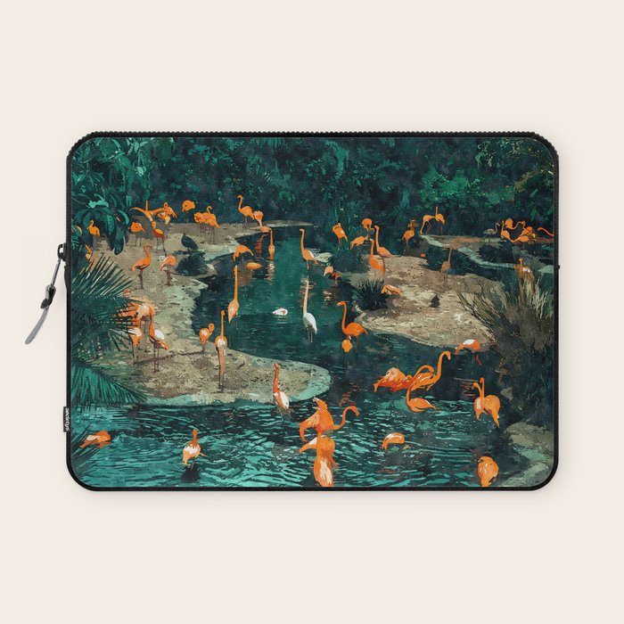 Flamingo Creek #Flamingo #Tropical #Illustration Laptop Sleeve