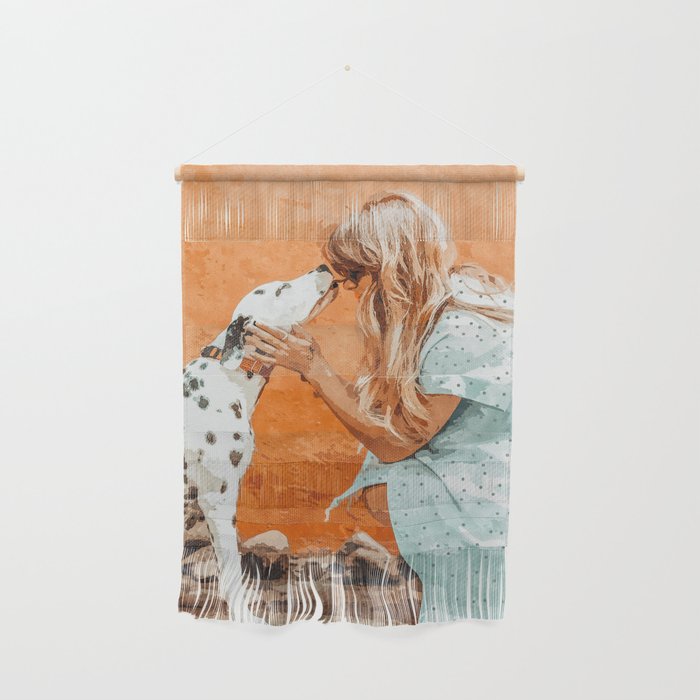 Pet Bound | Dalmatian Dog Lover Friendship Companion | Modern Bohemian Woman Puppy Animals Love Wall Hanging