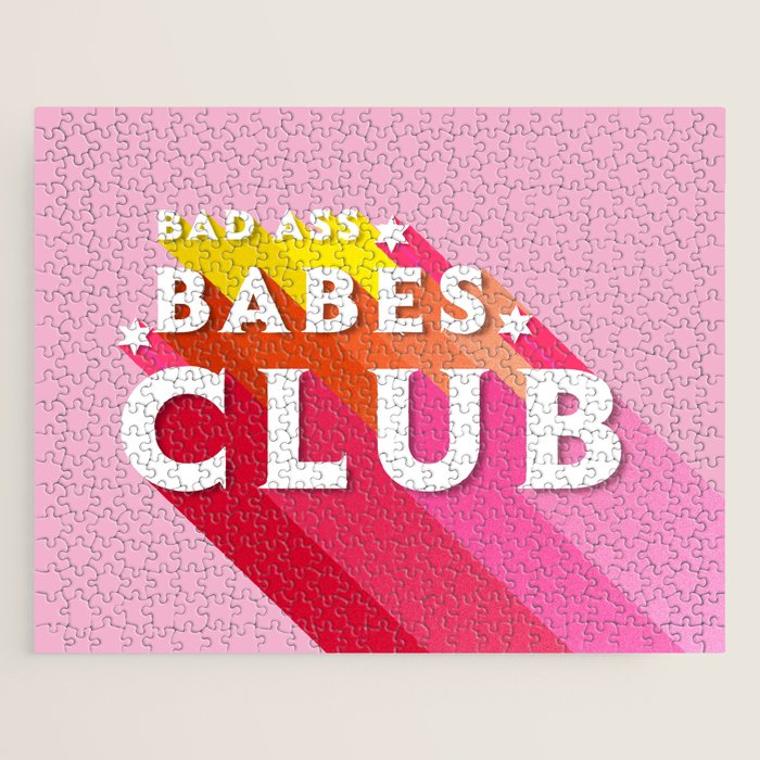 Bad Ass Babes Club In Pink Jigsaw Puzzle