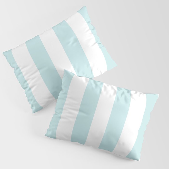 Duck Egg Pale Aqua Blue And White Wide Vertical Cabana Tent Stripe Pillow Sham