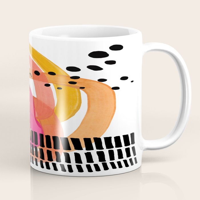 Modern Mid Century Fun Colorful Abstract Minimalist Painting Ombre Yellow Magenta Infinity Circles Coffee Mug