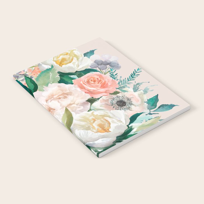 Pastel Flower Bouquet With Roses Notebook