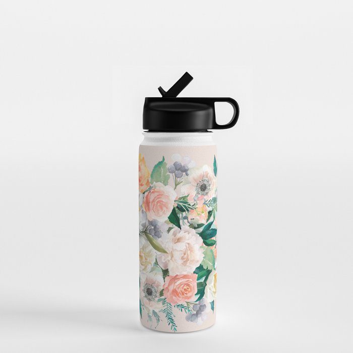 Pastel Flower Bouquet With Roses Water Bottle