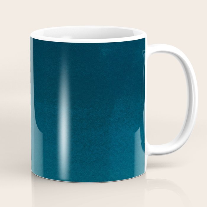 Navy Blue Teal Hand Painted Watercolor Paint Ombre Coffee Mug