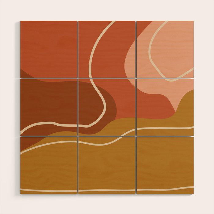 Abstract Organic Shapes In Zen Desert Color  Wood Wall Art
