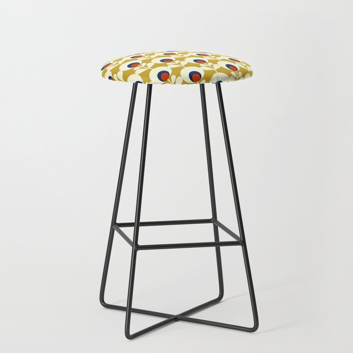 Flowers Geometry Mustard - Retro Pattern No3 Stool