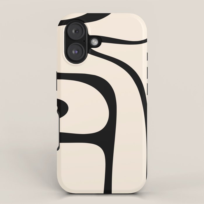Copacetic Retro Abstract In Black And Almond Cream Iphone Case