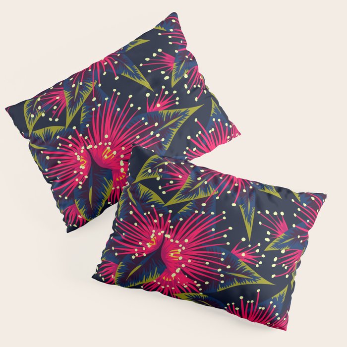 New Zealand Rata Floral Print (Night) Pillow Sham