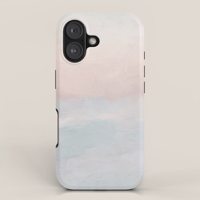 Soothing Seas Iii - Soft Pink Blue Sunrise Horizon Ocean For Nursery Abstract Coastal Painting Art Iphone Case