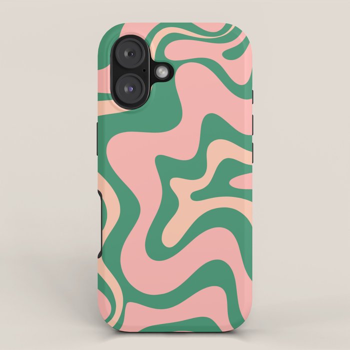 Liquid Swirl Abstract Pattern Pink Blush Green  Iphone Case