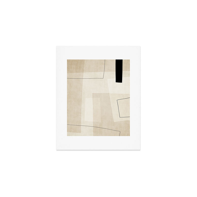 Minimalist Beige Black Japandi Artwork Ii Art Print