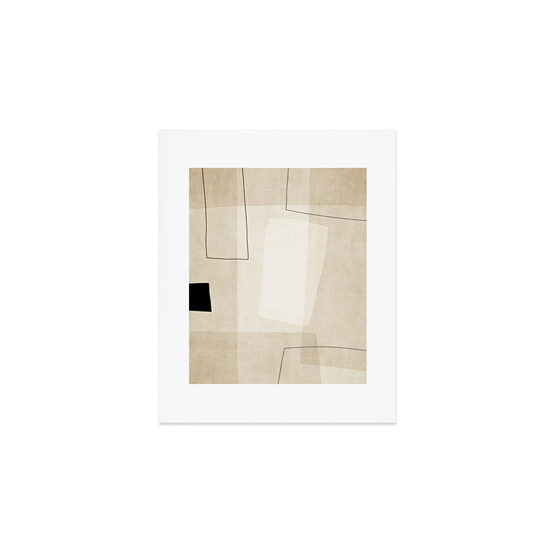 Minimalist Beige Black Japandi Artwork I Art Print