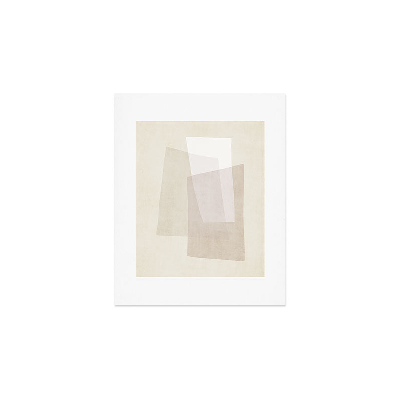 Modern Minimalism Beige White Organic Shapes Art Print