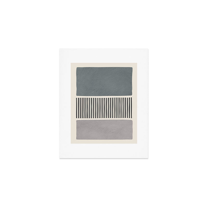 Gray Beige Black Lines Minimalist Art Print