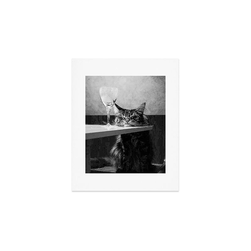 The Nightwatch Cat At The Absinthe Bar Black And White Photograph / Art Photography Art Print