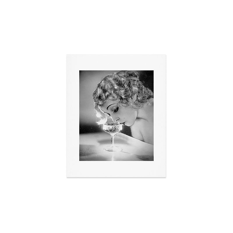 Jazz Age Blond Sipping Champagne Black And White Photograph / Photography Art Print