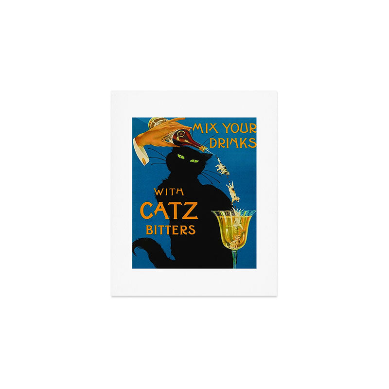 Mix Your Drinks With Catz (Cats) Bitters Aperitif Liquor Vintage Advertising Poster Art Print