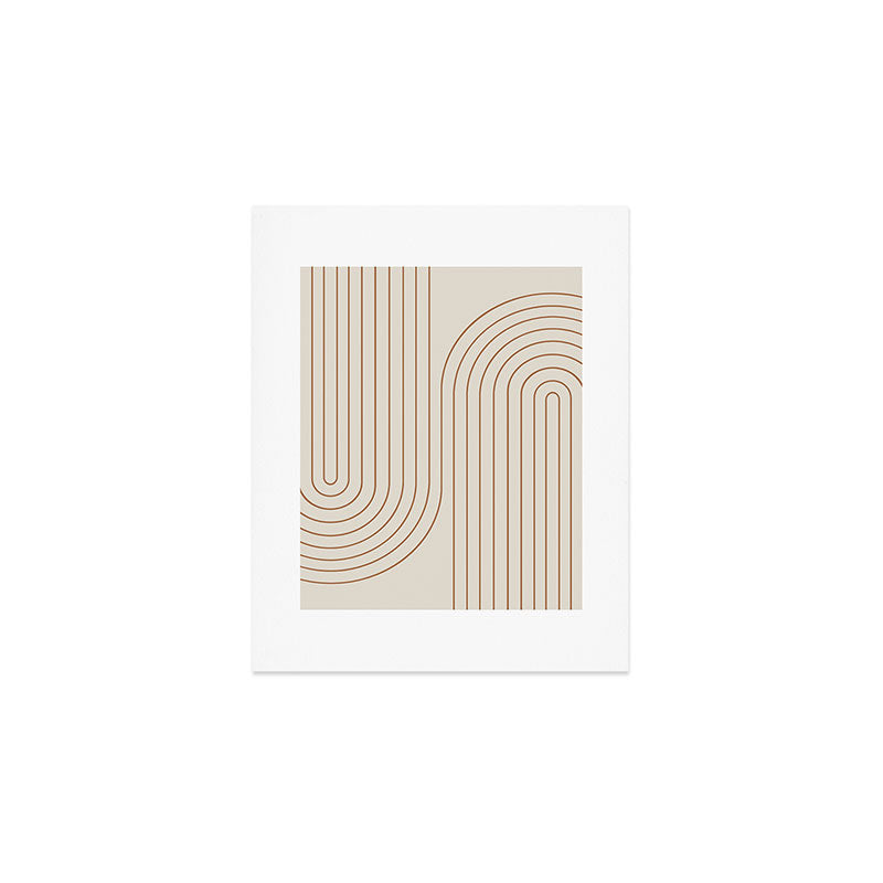 Minimal Line Curvature Vi Earthy Natural Mid Century Modern Arch Abstract Art Print
