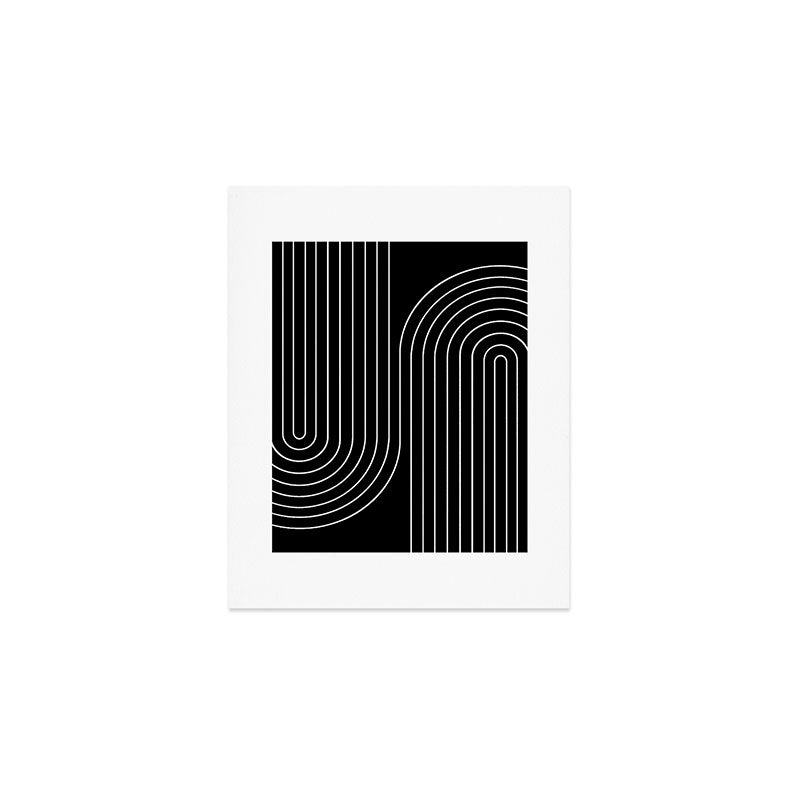 Minimal Line Curvature Ii Black And White Mid Century Modern Arch Abstract Art Print