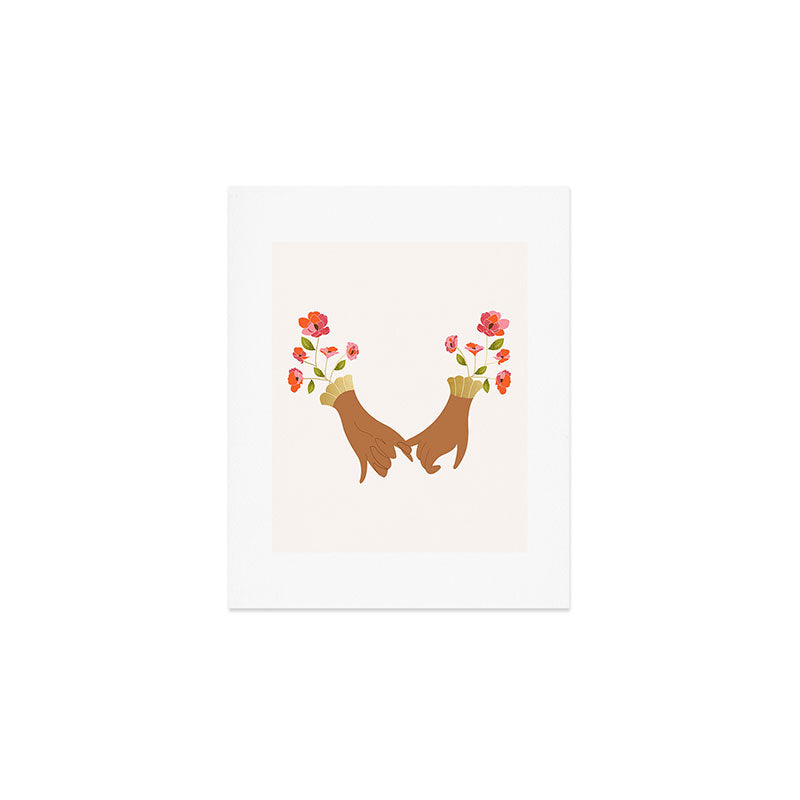 Pinky Promise | Valentine'S Day Love Friendship | Floral Botanical Join Hands Forever  Art Print