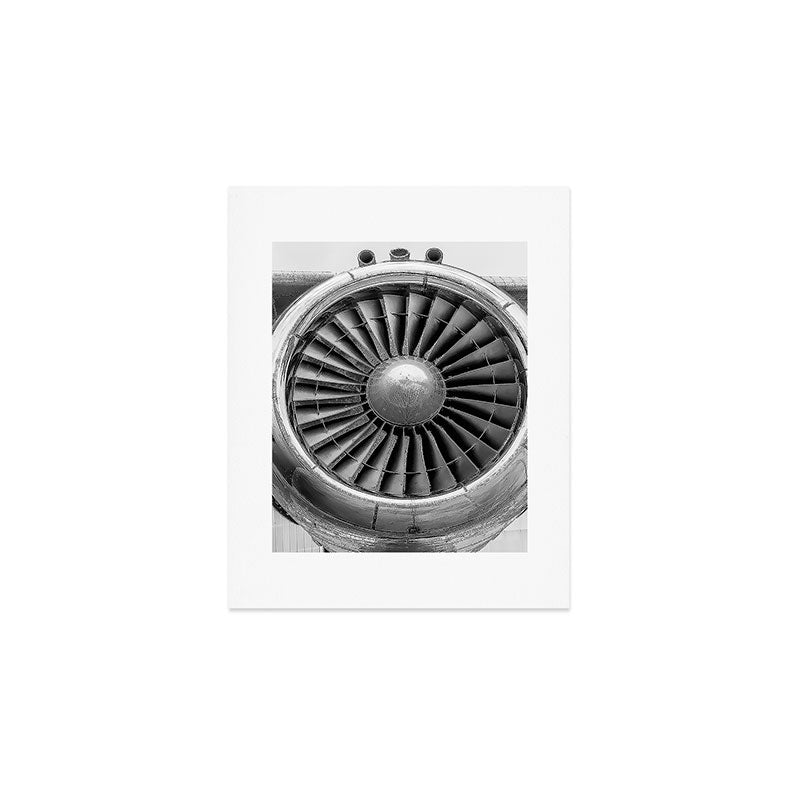 Vintage Airplane Turbine Engine Black And White Photography / Black And White Photographs Art Print