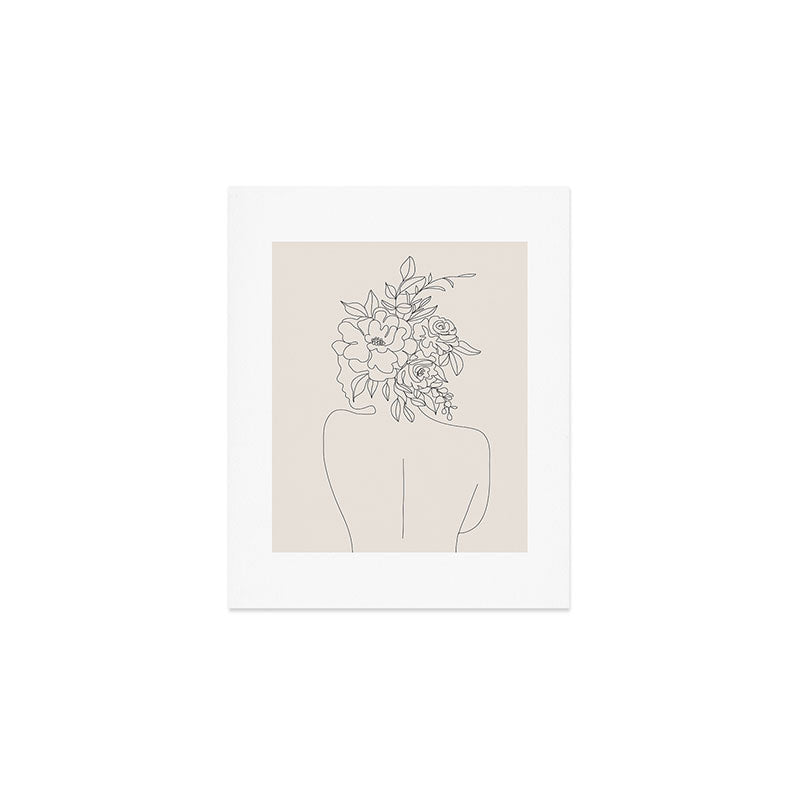 Woman With Flowers Minimal Line I Art Print