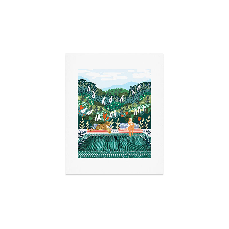 Chilling By The Pool With My Leopard Tropical Jungle Nature Wildlife Bohemian Morocco Travel Art Print