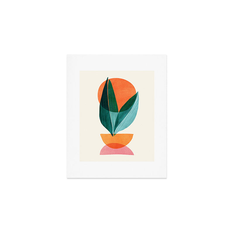 Nature Stack Teal And Orange Abstract Sunset Art Print