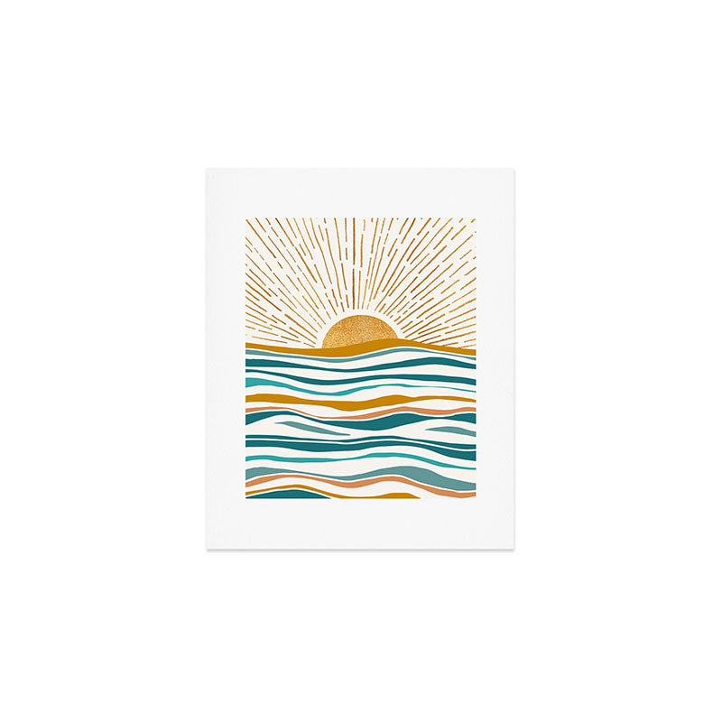 The Sun And The Sea - Gold And Teal Art Print