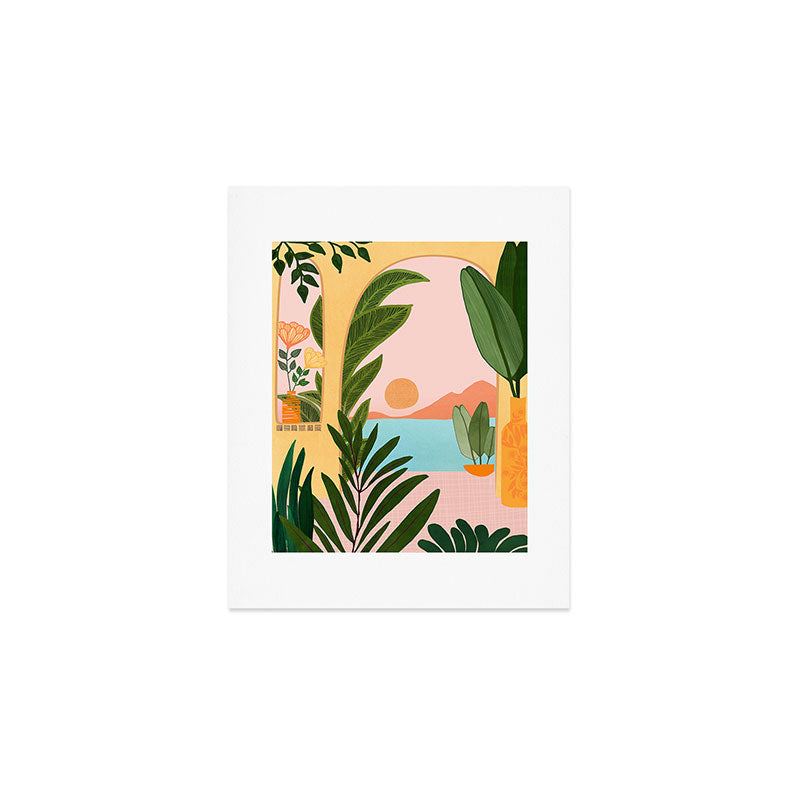 Moroccan Coast Tropical Sunset Scene Art Print