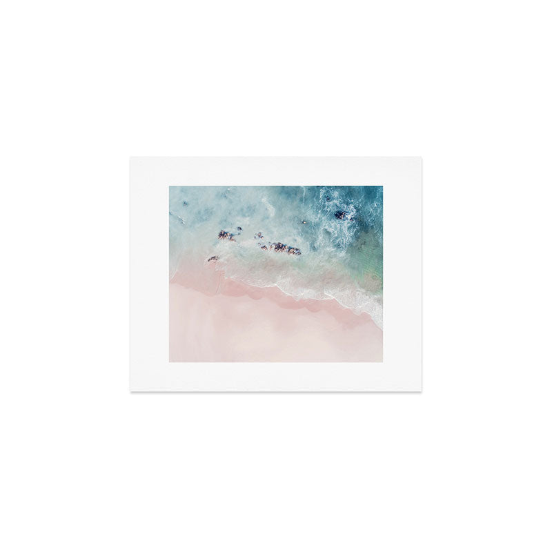Ocean Pink Blush Beach Print - Aerial Beach - Sea Photo - Travel Photography By Ingrid Beddoes Art Print