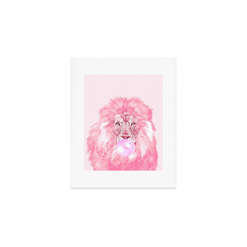 Lion Chewing Bubble Gum In Pink Art Print