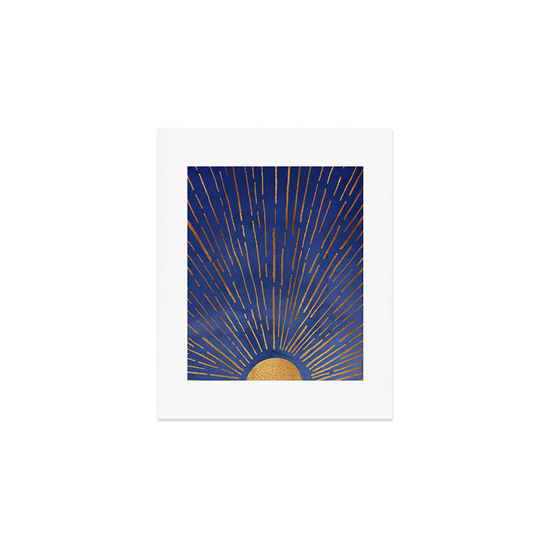 Twilight Blue And Metallic Gold Sunrise Art Print