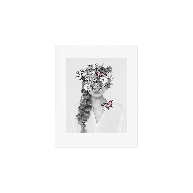 Woman With Flowers And Butterflies 9a Art Print