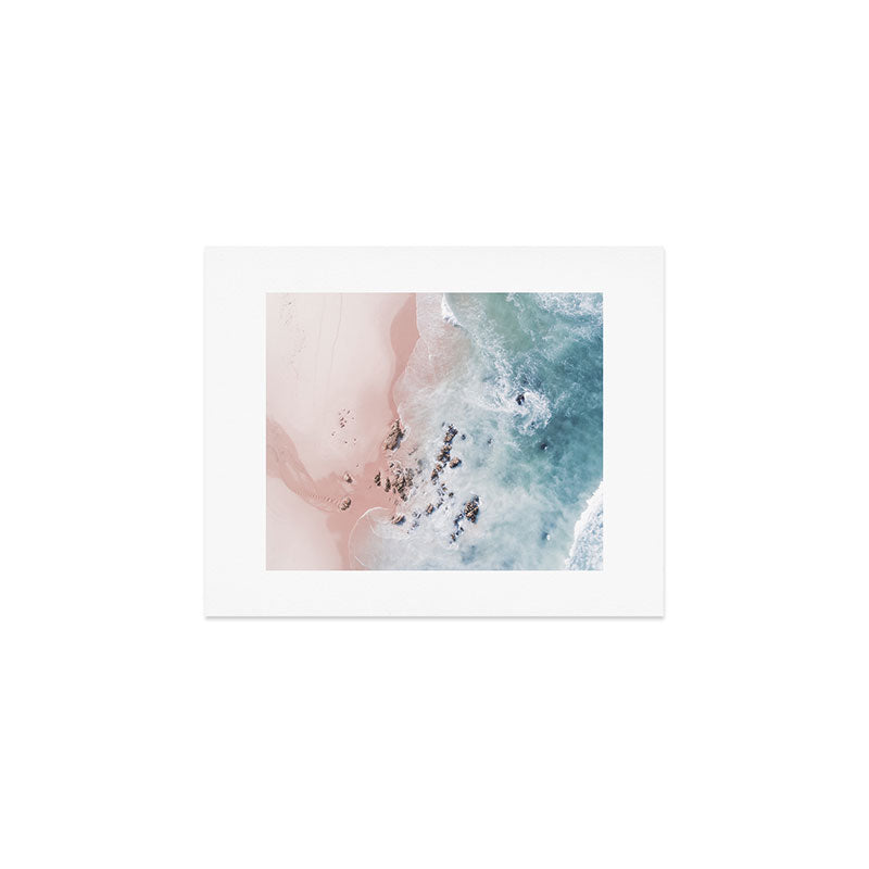 Aerial Beach Print - Pink Sand Beach - Ocean -  Sea Travel Photography - Original Sea Bliss Art Print
