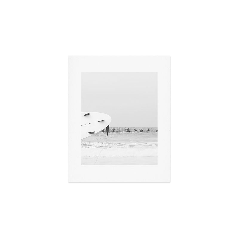 Catch A Wave - Abstract Surf Board Photography - Black And White Surfer - Ocean Sea Travel Photo Art Print